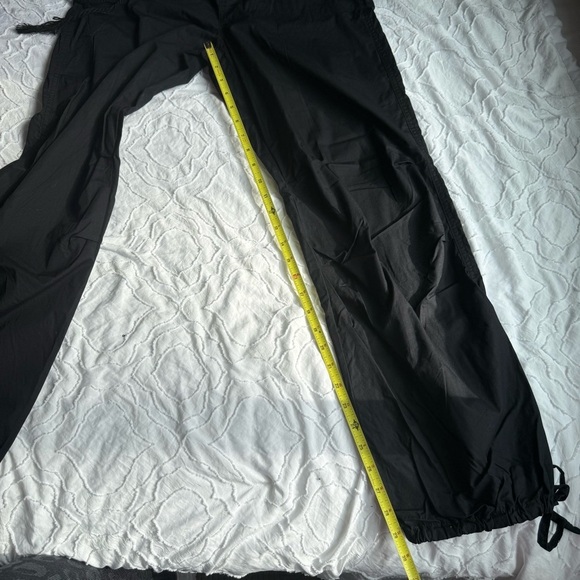 Rewash Black Cargo Pants with Jogger Cuff Tie Low Waisted - Picture 6 of 11